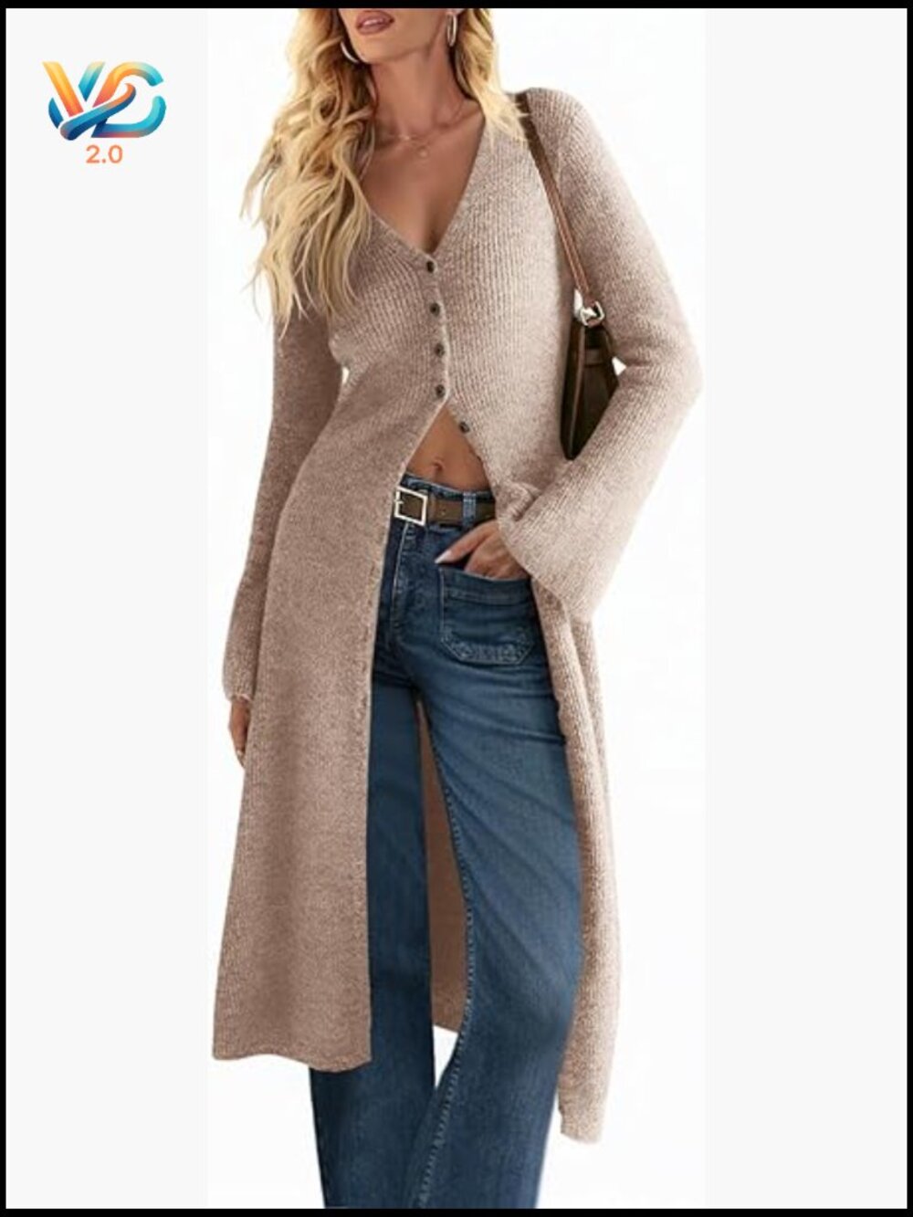 Oversized Long Cardigan Sweater Open Front Button Down Midi Dress Knit